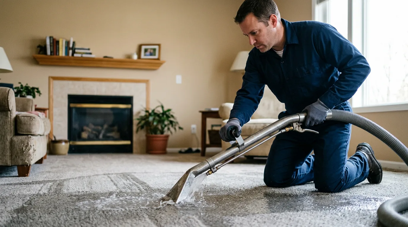Water damage restoration technician working near Kirkland, WA